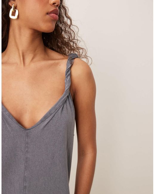 ASOS Gray Twist Shoulder Jumpsuit