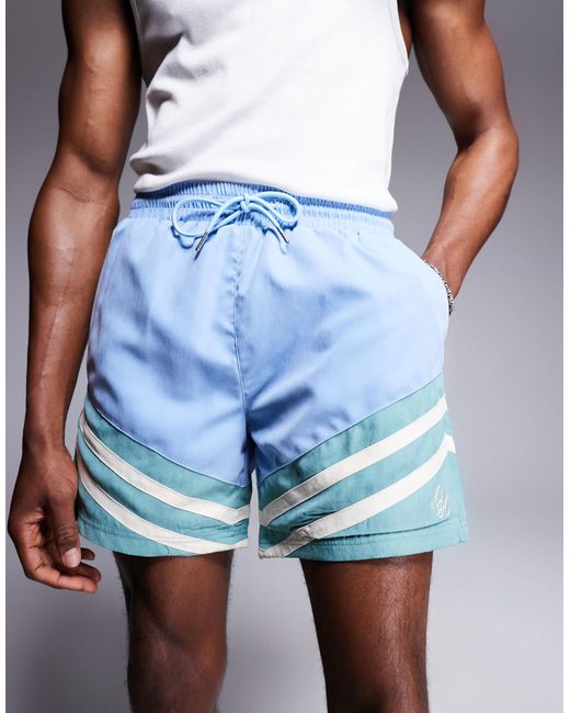 Alma de Ace Blue Colour Block Shorts for men