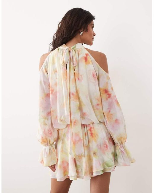 Gina Tricot Natural Boho Chiffon Mini Dress