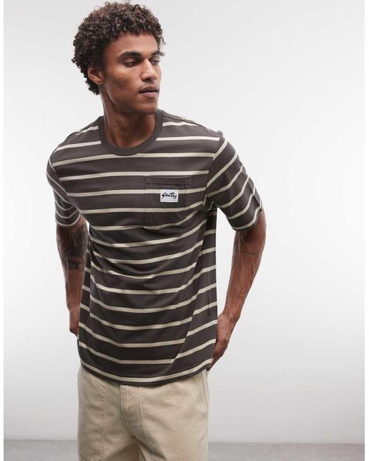 Stan Ray Brown Stripe Short Sleeve Pocket T-shirt for men