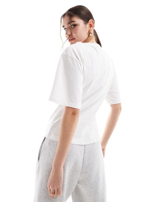 & Other Stories White T-shirt Top With Ruched Front
