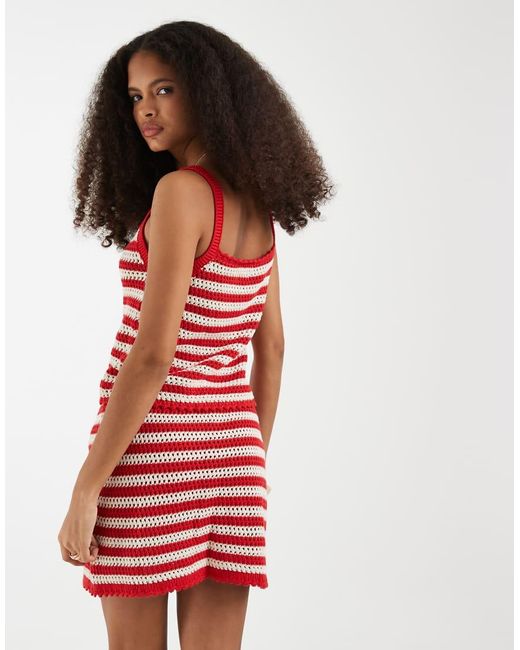 Gap Red Cotton Crochet Cropped Tank Top