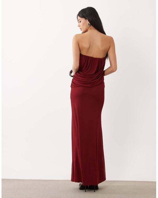 ASOS Red Mesh Drape Bandeau Maxi Dress