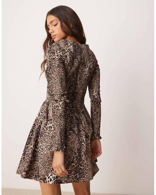 ASOS Brown Poplin Shirred Top Mini Dress