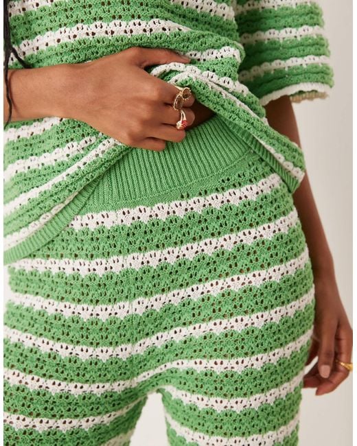 ASOS Green Co-ord Knitted Stitch Wide Leg Trousers