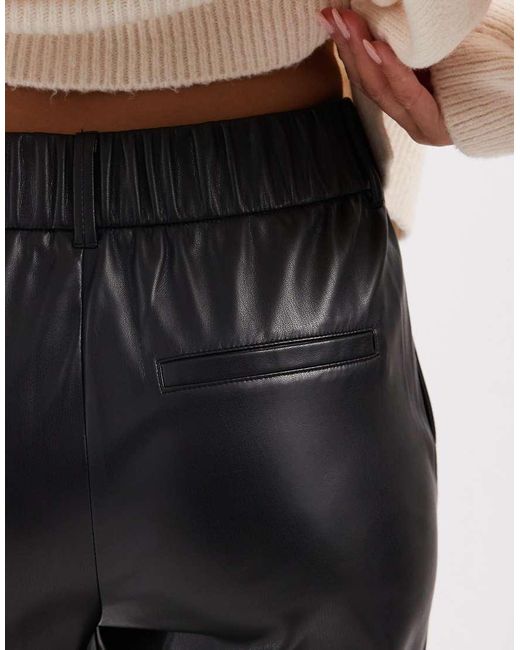ONLY White Wide Leg Faux Leather Trousers