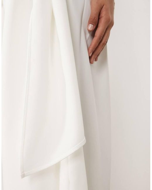Missy Empire Natural Volume Drape Tie Front Wide Leg Trousers Co-Ord