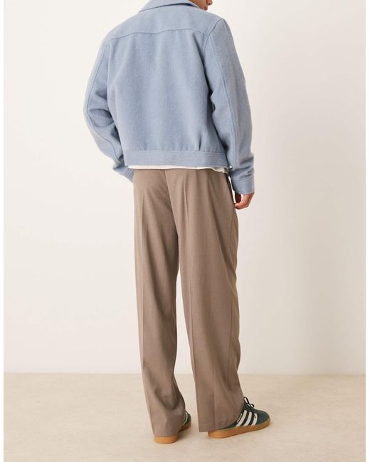 Pantalon habillé ample à plis triples avec taille élastique sur la moitié - beige ASOS pour homme en coloris Multicolor