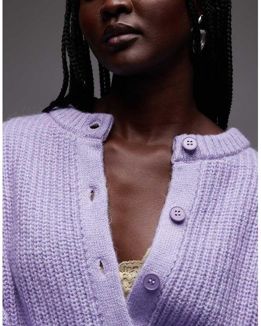 ASOS Purple Knitted Oversized Crew Cardigan