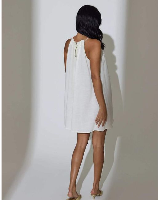 South Beach White Bead Detail Flowy Mini Dress