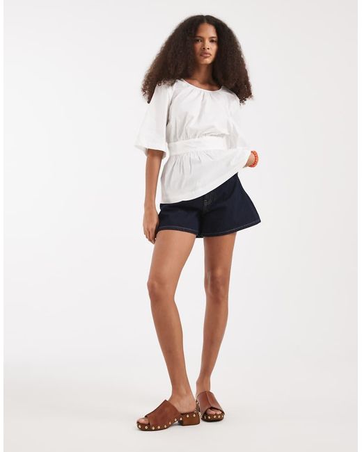 Vero Moda White Poplin Low Bow Back Top