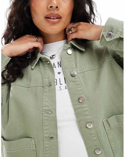 Vero Moda Gray Denim Shacket With Front Pockets
