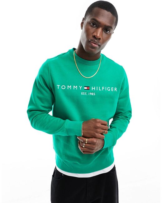 Tommy Hilfiger Green Logo Sweatshirt for men