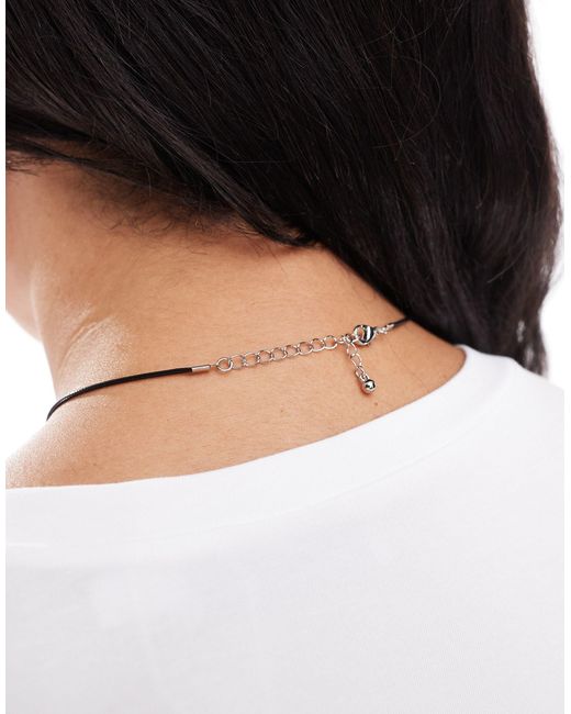 ASOS Black Asos Design Curve Necklace With Cord And Molten Pendant