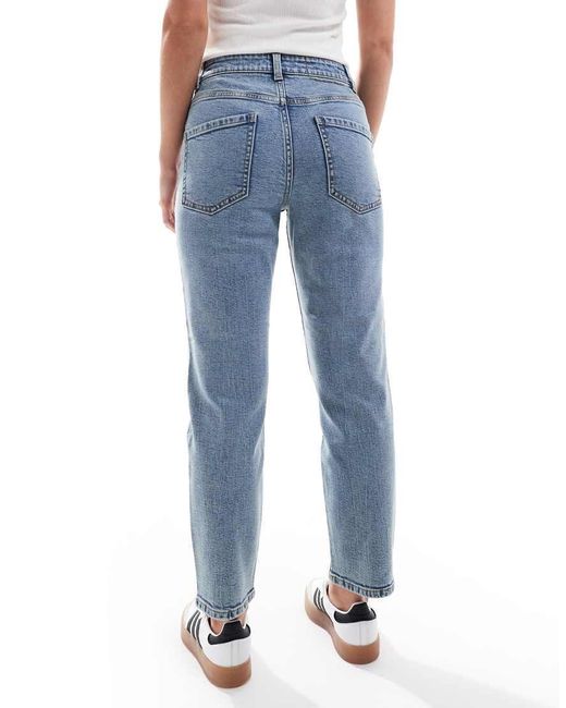 ASOS Blue Petite Slim Fit Mom Jeans