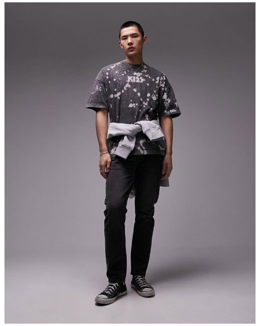T-shirt ultra oversize avec imprimé groupe kiss - délavé Topman pour homme en coloris Gray