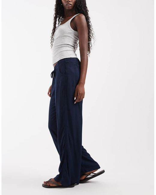 Hollister Blue Low Rise Wide Leg Pull On Pants