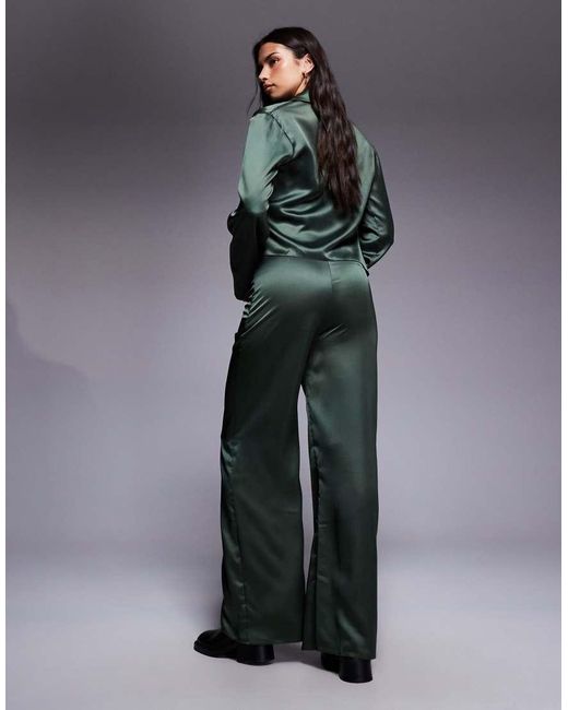 ASOS Gray Satin Co-ord Wide Leg Trouser