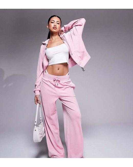 Juicy Couture Pink Velour Wide Leg Joggers