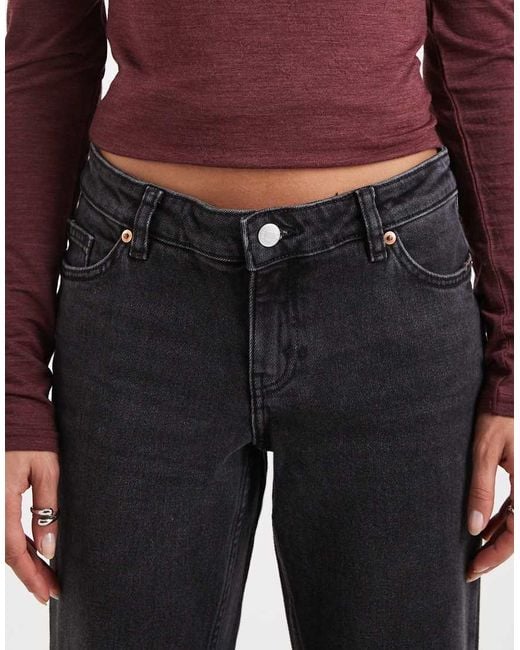 Monki Black Wakumi Low Waisted Boot Cut Jeans