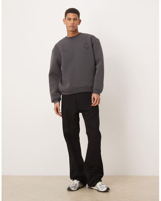 ASOS Gray Relaxed Sweatshirt With Check Print for men