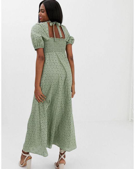ASOS Denim Shirred Bustier Maxi Dress 