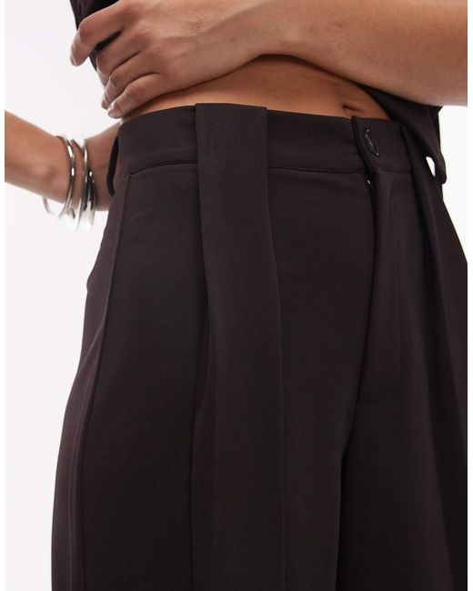 ASOS Brown Co-ord Slinky Twill Tailored Tab Detail Wide Leg Trouser