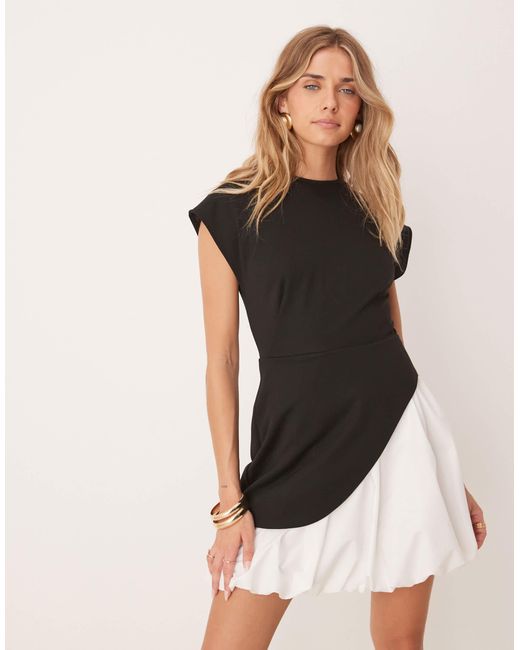 ASOS Natural Cap Sleeve Bubble Skirt Mini Dress