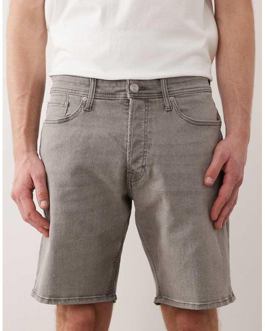 Jack & Jones Gray Rick Slim Denim Shorts for men