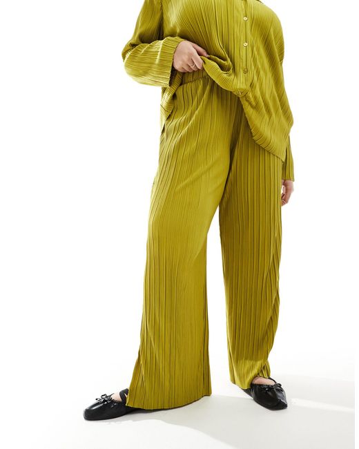 ONLY Yellow Exclusive Plisse Trouser Co-ord