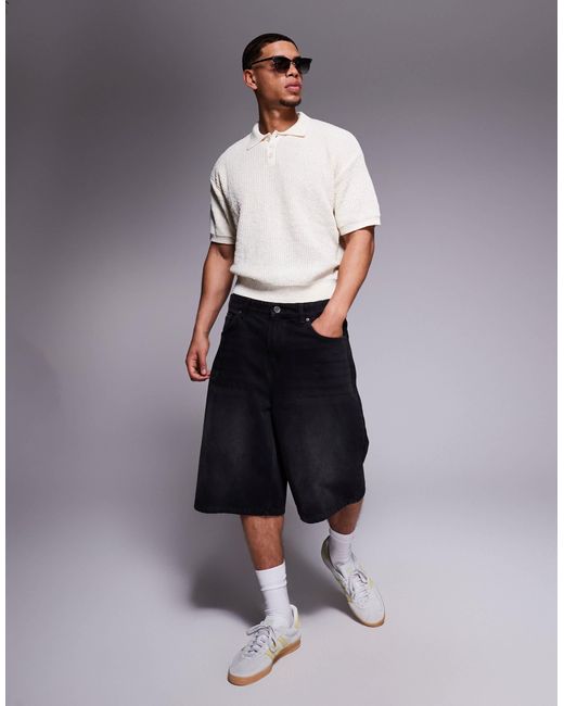 Bershka Gray Knitted Collar Polo for men