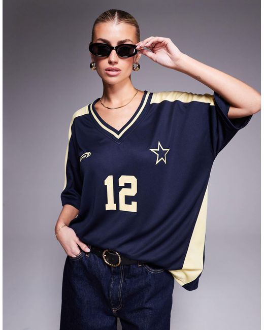 Kaiia Blue Sport – oversize-fußball-t-shirt