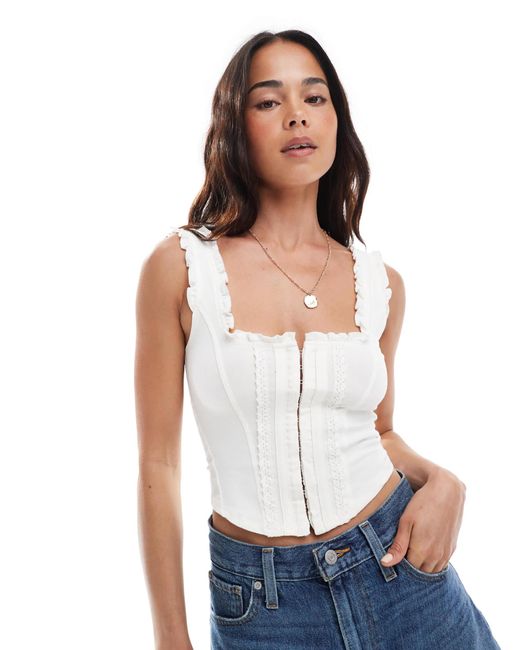 Miss Selfridge White Hook And Eye Detail Corset Top