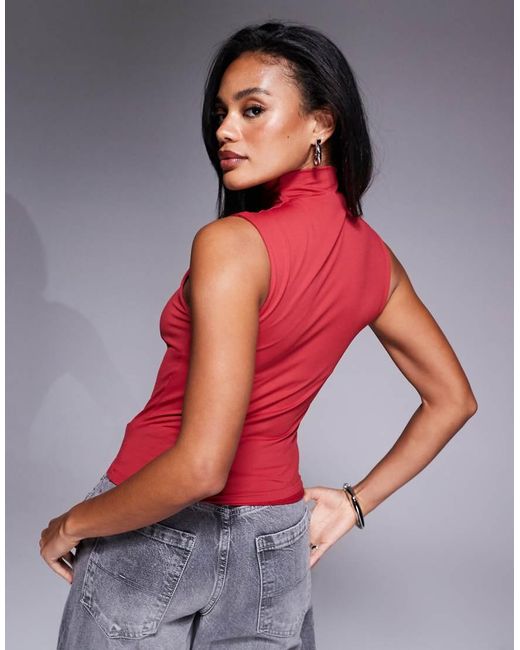ASOS Red Grown On Neck Shell Top