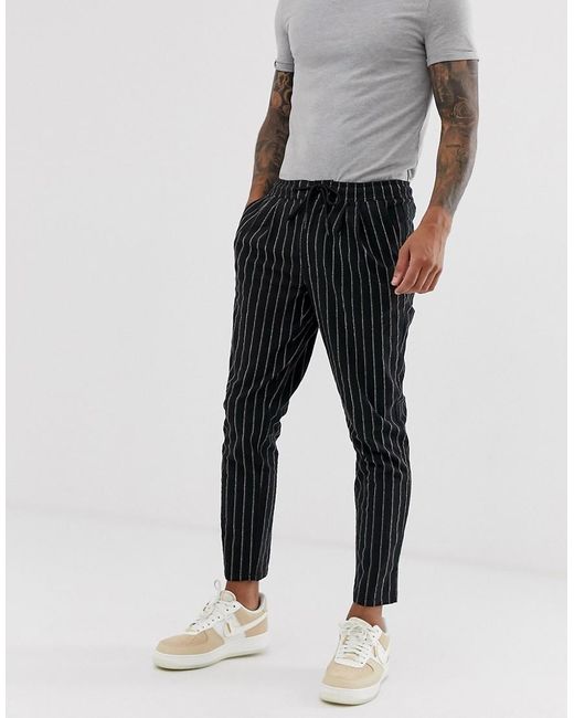 ASOS Cotton Cigarette Trousers in Black for Men - Lyst