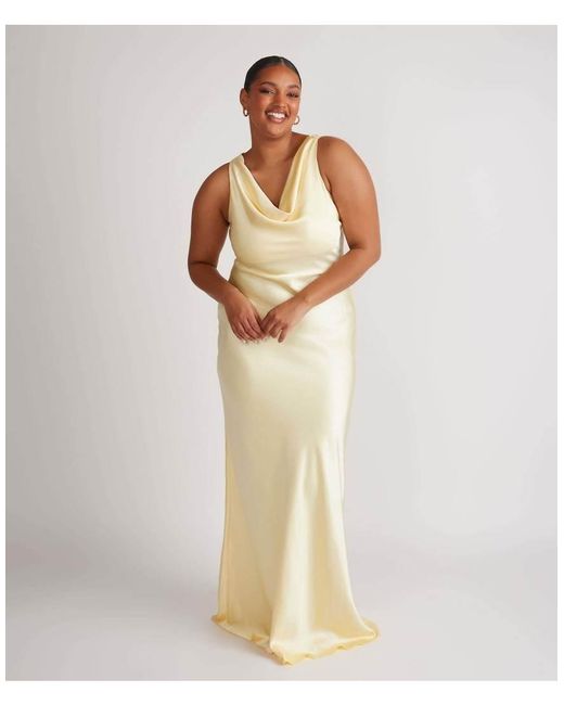 Six Stories White Cowl Front Satin Bridesmaid Dress