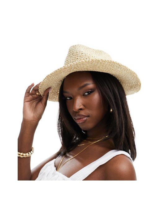 ASOS Natural Straw Packable Fedora Hat