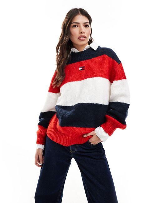 Tommy Hilfiger Red Colorblock Sweater