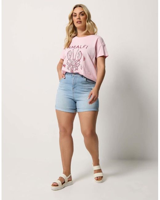 Yours Clothing Blue Denim Boyfriend Shorts
