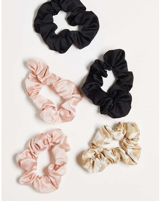 Kitsch White Assorted Satin Sleep Scrunchies 5 Pack