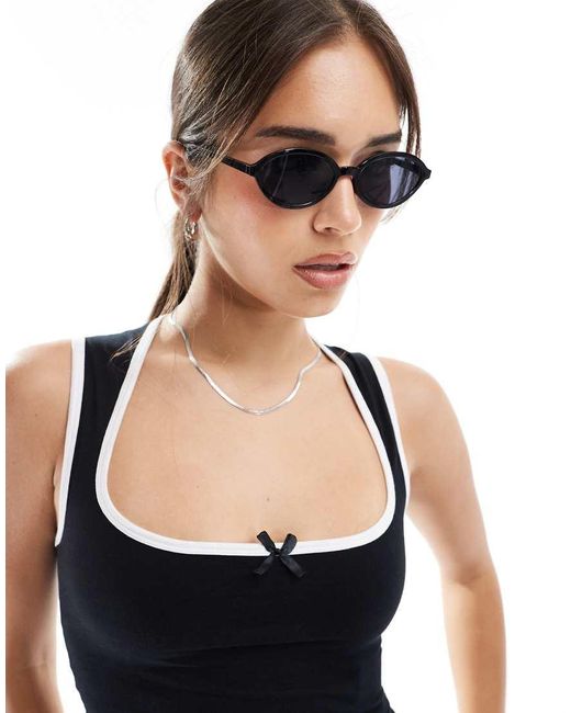 ASOS Black Slim Oval Sunglasses