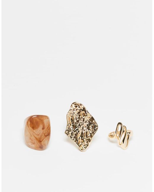 ALDO White Tortoise Multi 3 Ring Set