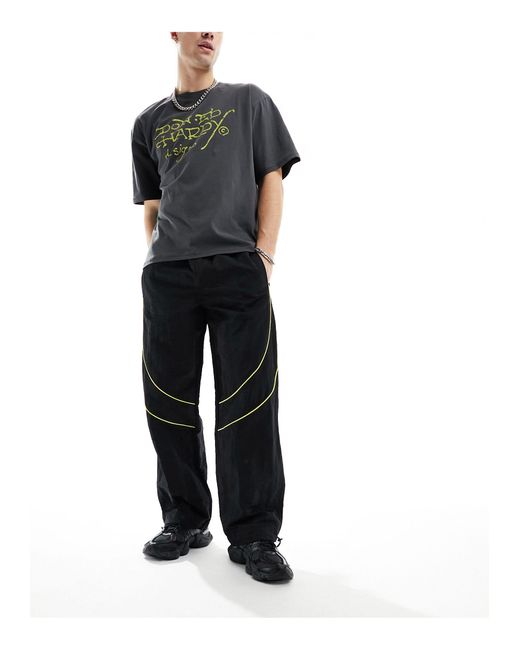 ASOS Black Panelled Piping Track Pants for men