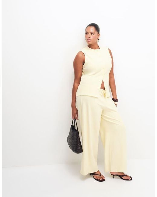 ASOS Natural Asos Design Curve Textured Wide Leg Trouser Co-Ord