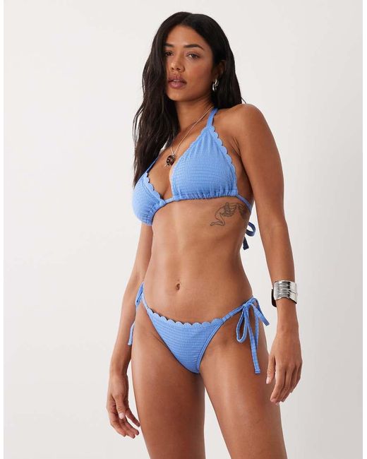 Peek & Beau Blue Textured Tie Side Bikini Bottom