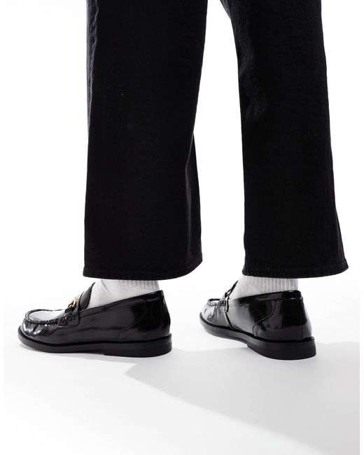 Pull&Bear Black Flat Loafers for men