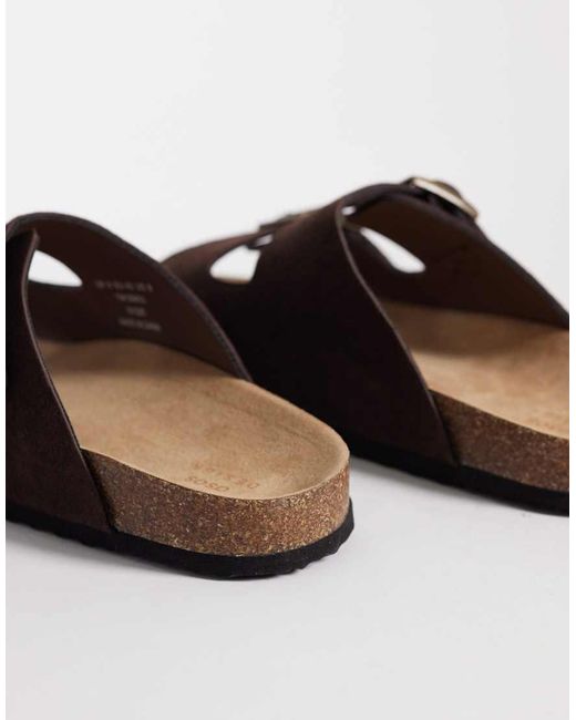 ASOS Brown Two Strap Sandals With Cork Sole for men