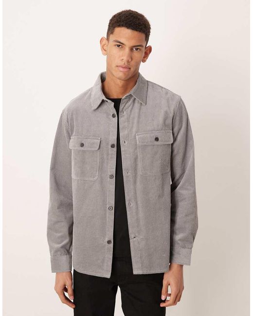 Mango Gray 100% Cotton Cord Shacket for men