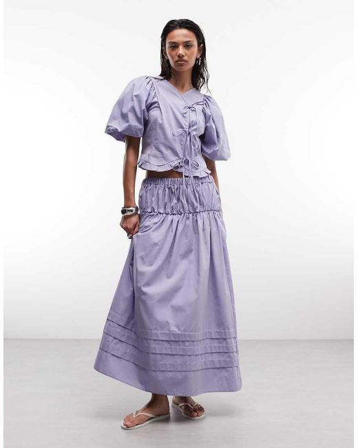 Reclaimed Vintage Purple Western Cowgirl Top Co-ord With Puff Sleeve And Tie Front