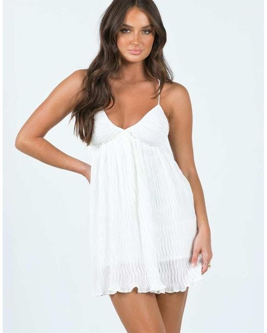 Princess Polly White Matea Plisse Overlay Twist Front Cami Cross Back Mini Dress